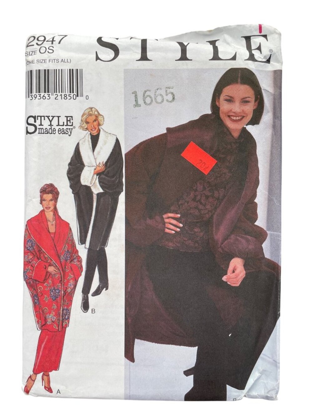 Vintage Style 2947 Sewing Pattern Wrap Coat One Size Retro Dressmaking UNCUT